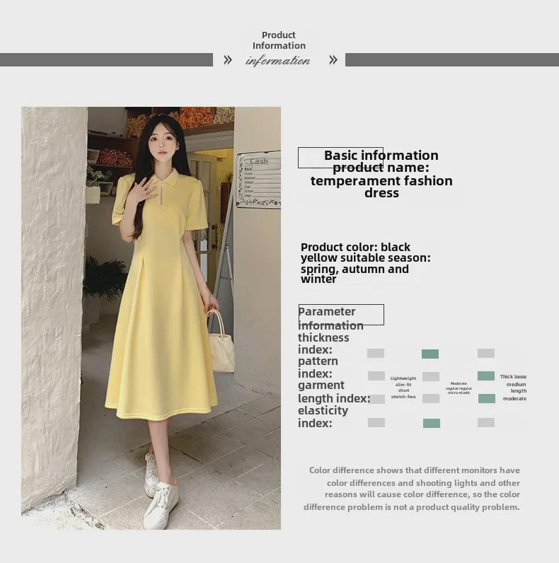 Gelbes Polokleid im französischen Stil 2024 für Damen – Schickes Sommerdesign