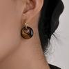 Maillard Retro Tiger's Eye Stone Safety Buckle Earrings Women's Light Luxury High-end Design Sense Fashion Temperament Versatile Stud Earrings