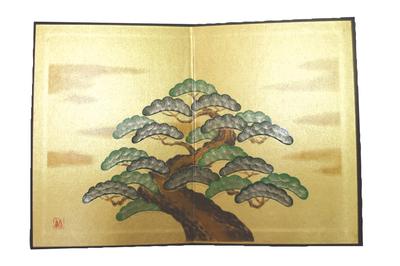Gold Faltbar Hergestellt in Mini x 30 Faltparavent Kiefer [Handwerkerhaus] Paravent, Japan, Kindertag, (21 cm), Goldfarben lackiert (Dreistufiger Baum)