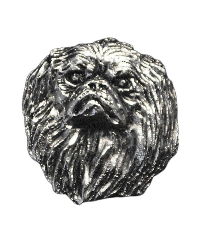 Pekingese, Pekinese, Peke  - Silver-plated Dog Brooch, Elegant Pin, Jacket Lapel Decoration by Art-Dog Brand