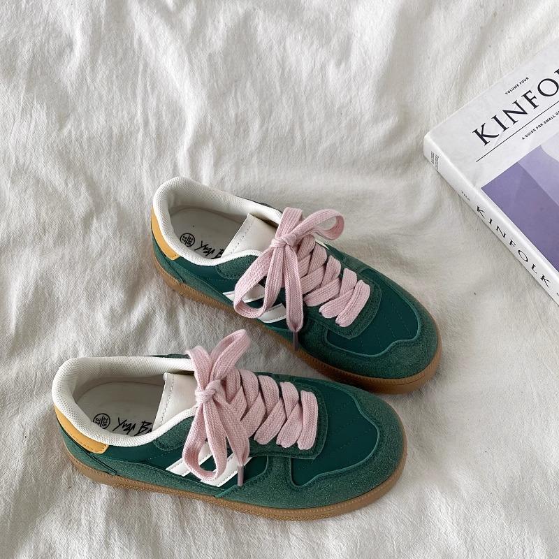 

Корейская обувь кеды женские шикарные универсальные ретро немецкие тренировочные туфли ins тренд 2025 новый оригинальный дизайн белые туфли 40 зелёный