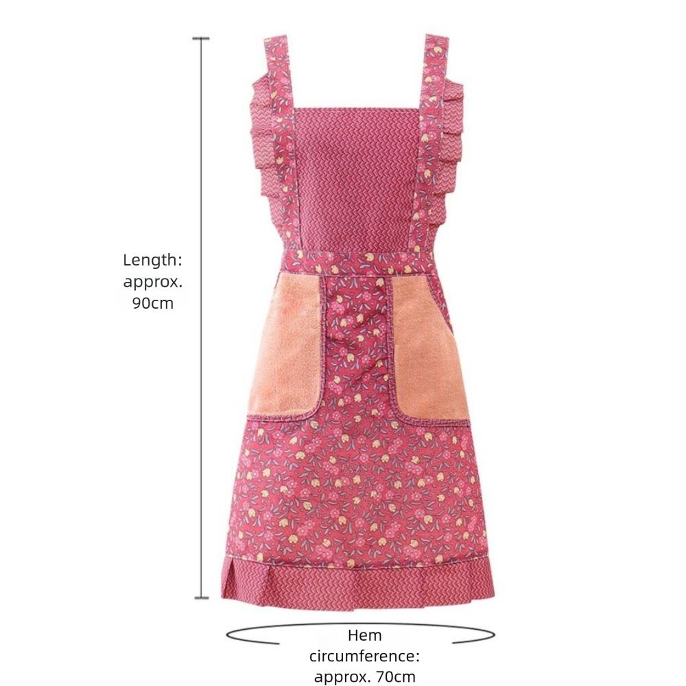 New Flower Kitchen Apron Breathable Cotton Cooking Smock Wear-resistant Korean Style Chef Apron for Women Girl