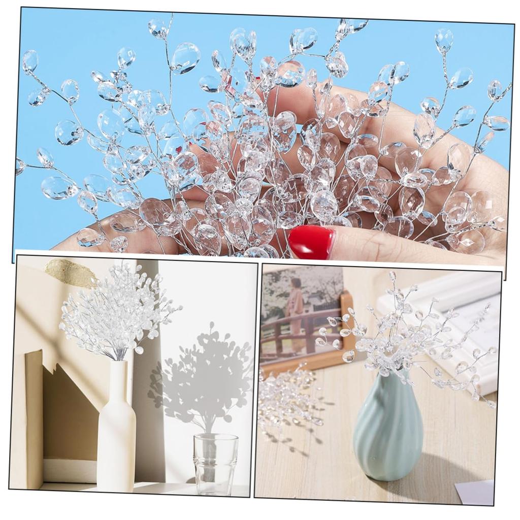NUOLUX 25pcs Beaded Flowers, Hydrangea Bouquet Filler, Peony, Wisteria, DIY Flower Stems, Lifelike Flower Picks, Artificial Miniature Flowers, White