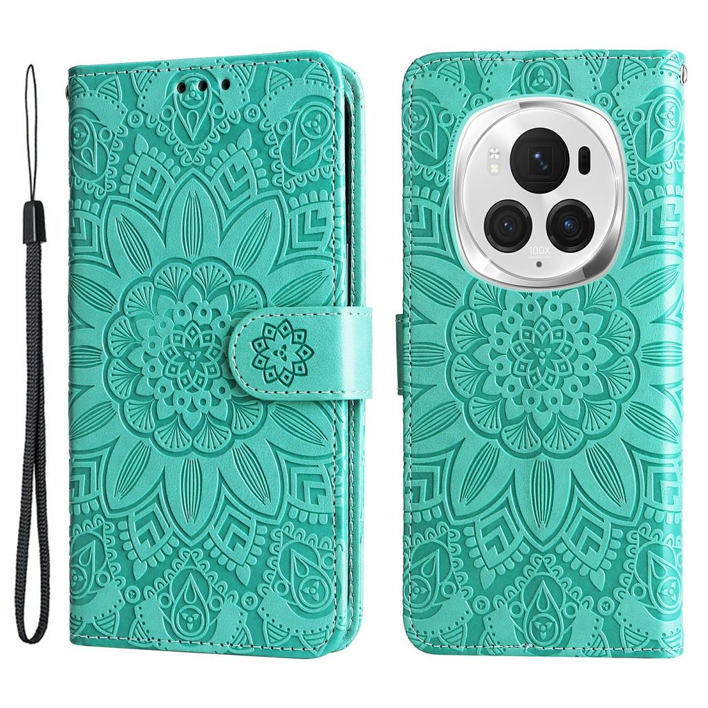 For Honor Magic6 Pro 5G Anti-Scratch Wallet Stand Phone Case Sunflower Leather Stand Mobile Phone Cover