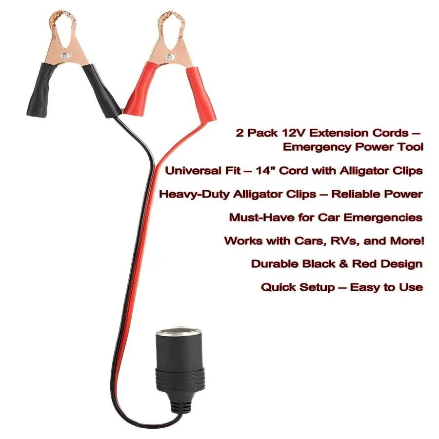 Battery Clamp Converter, Battery Clamp Converter, Cigarette Lighter Socket to Clip, 12V-24V Cigarette Lighter Female Socket to C