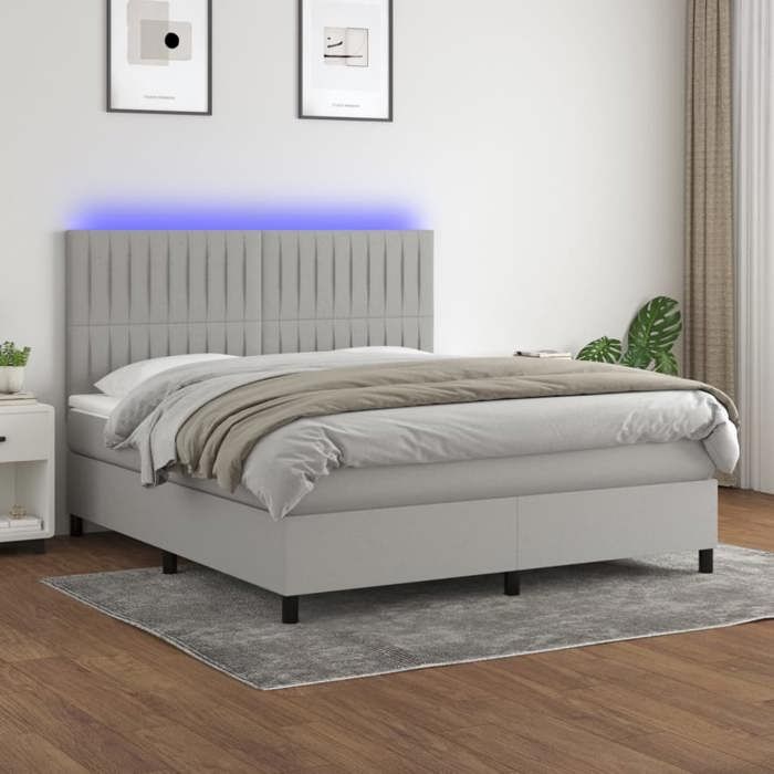 VidaXL Sommier à Lattes de Lit avec Matelas et LED, Lit Rembourré, Lit Double, Lit Adulte de Chambre à Coucher Intérieur, 3135053