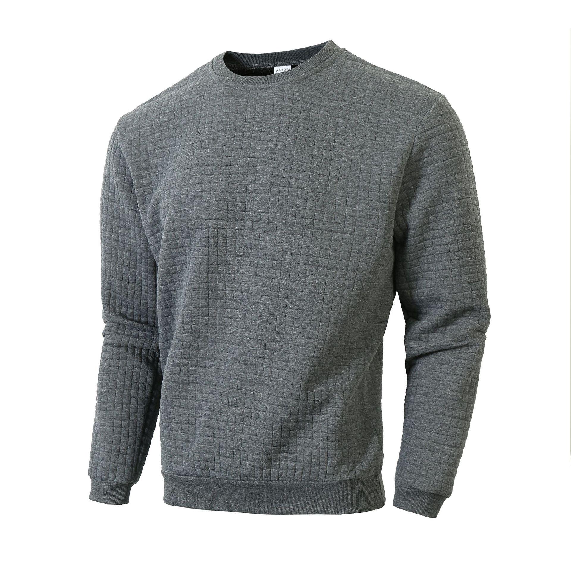 

Men s European-Style Plaid Slim Fit Hoodie - Autumn/Winter, Round Neck, Long Sleeve 3X Large темно-сірий