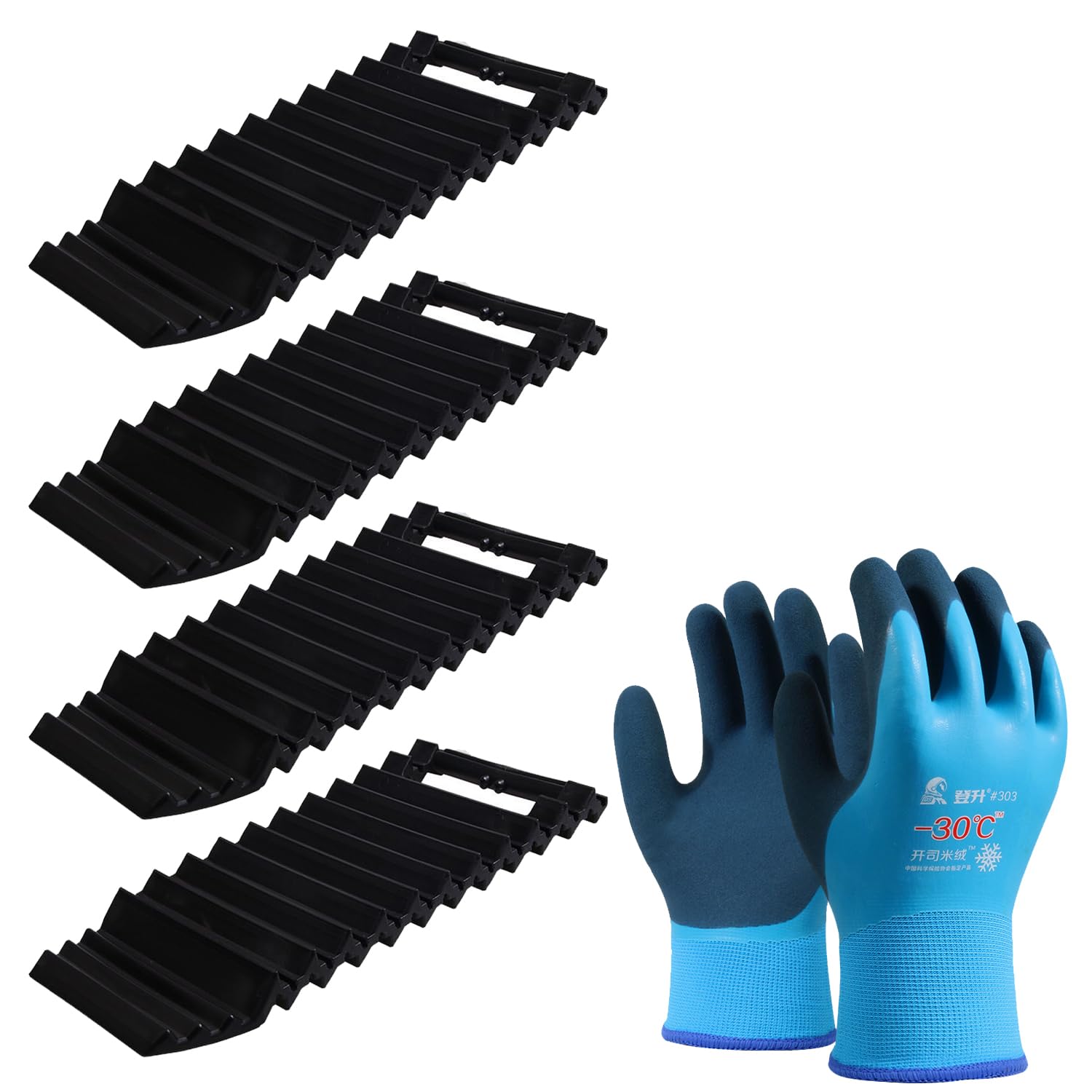 

NABESHI Автомобильные перчатки для эвакуации из снега, стопка шин, снег, инструмент для эвакуации из снега, коврики, синий набор, противоскользящие коврики, лестница, помощник, (4 + Перчатки)