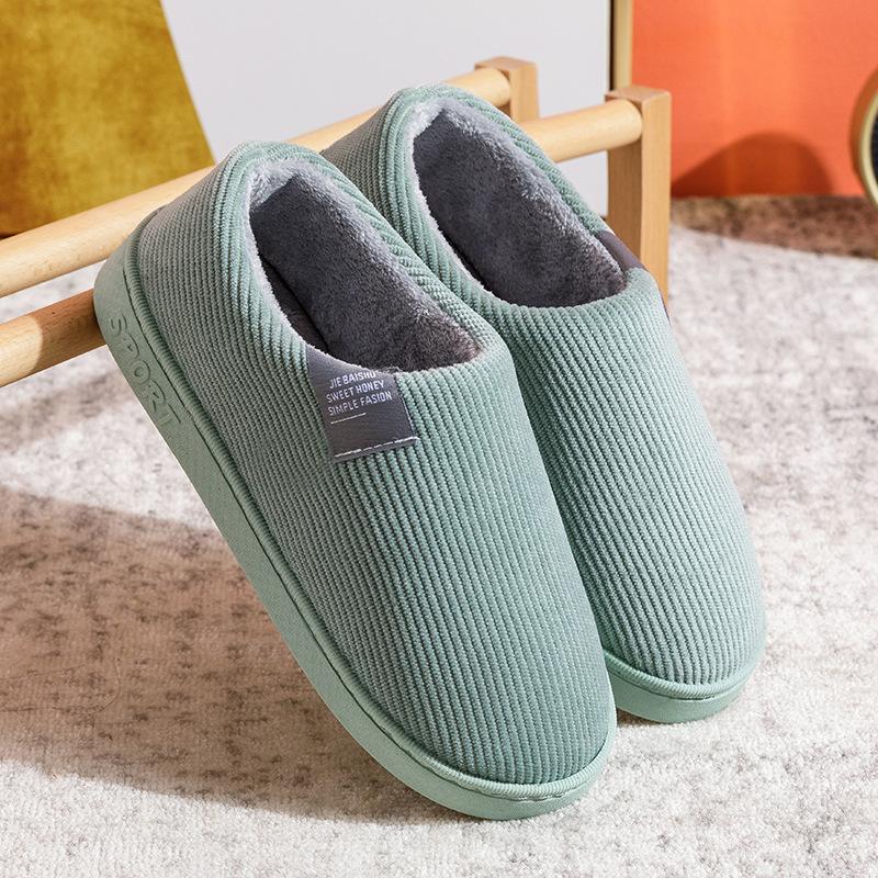 Bag heel cotton slippers women's autumn and winter couple indoor household thick-soled warm home non-slip plush confinement shoes men
