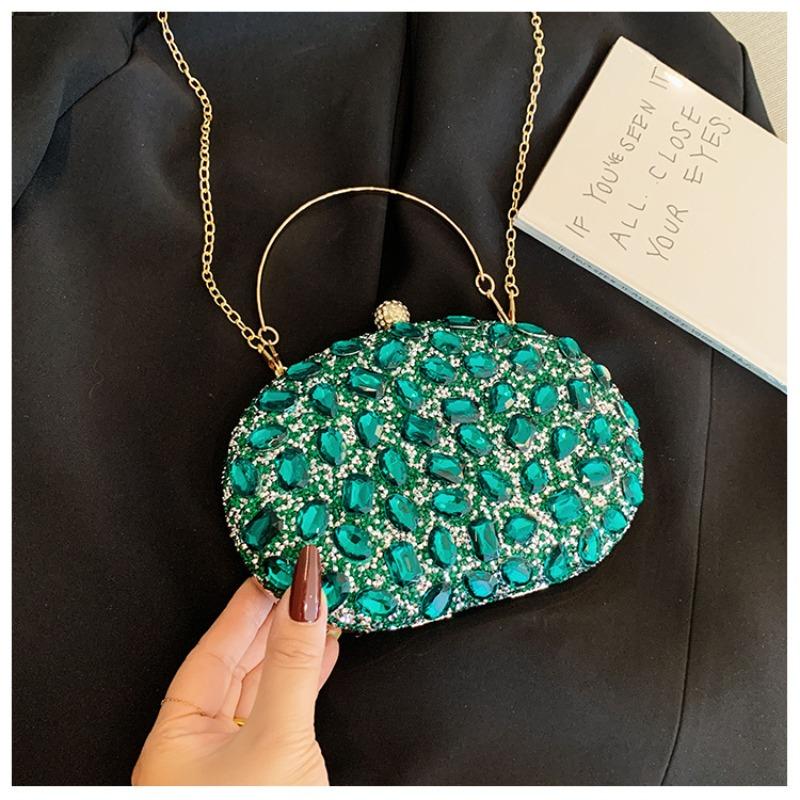 New diamond-encrusted dinner bag Fashion banquet women's clutch bag Dress small bag Full diamond shoulder messenger bag
