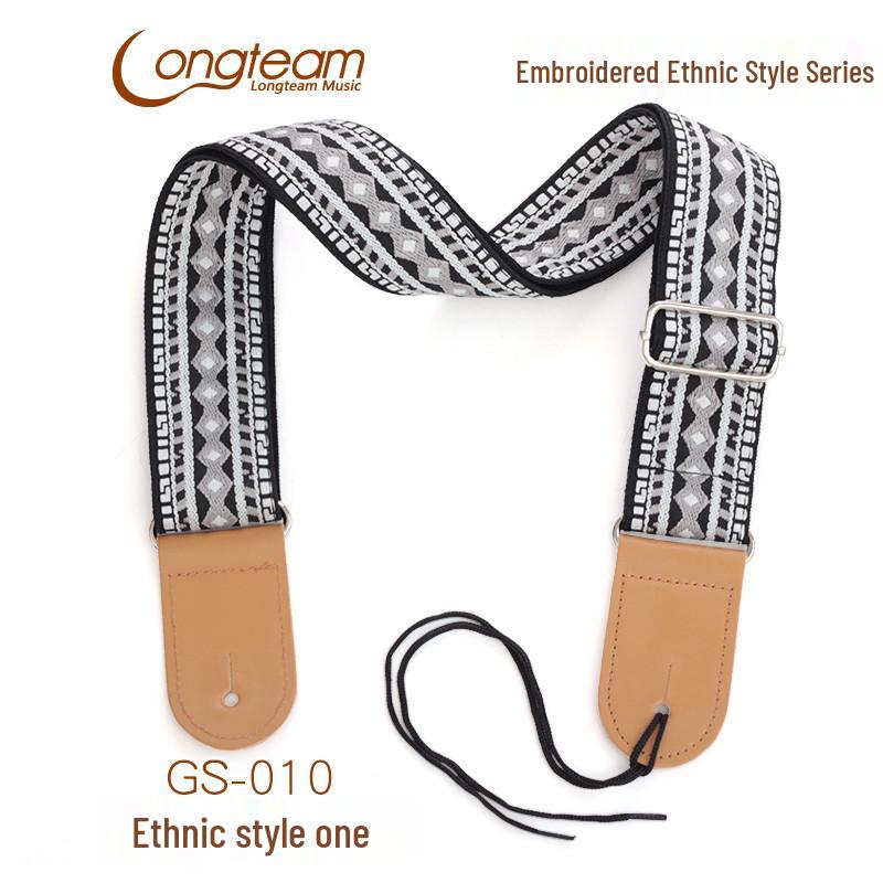 Ethnic Style Embroidered Guitar Crossbody Shoulder Strap for Acoustic and Electric Guitars.