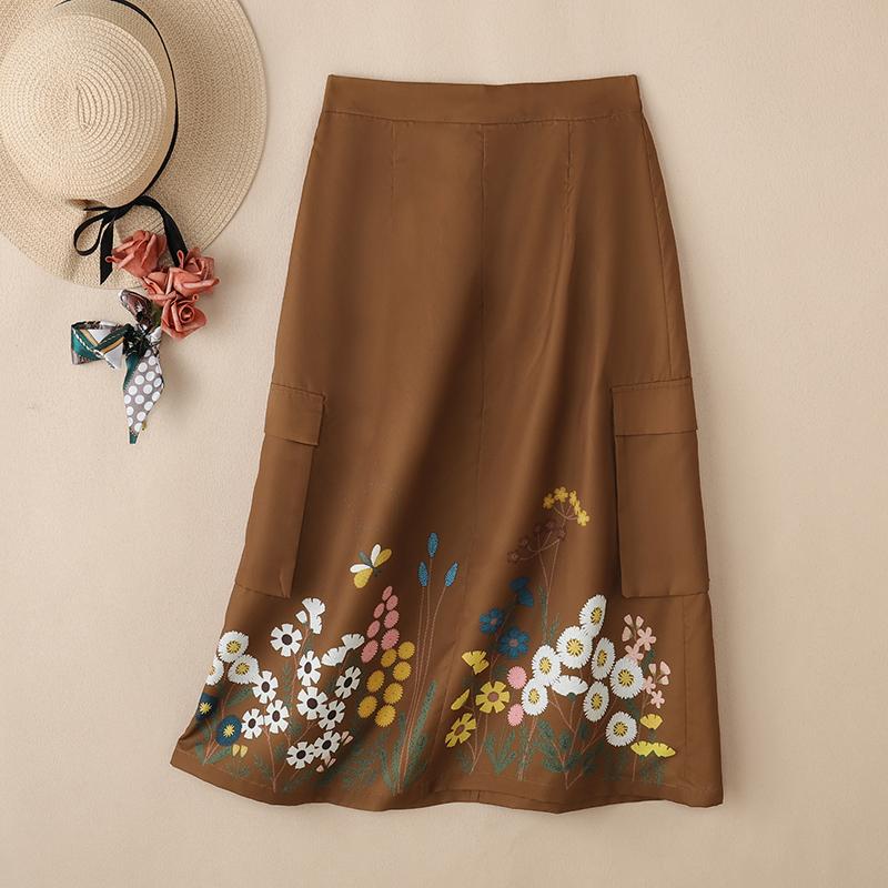 ZANZEA Women Floral Print Casual Elastic Waist Loose Skirts