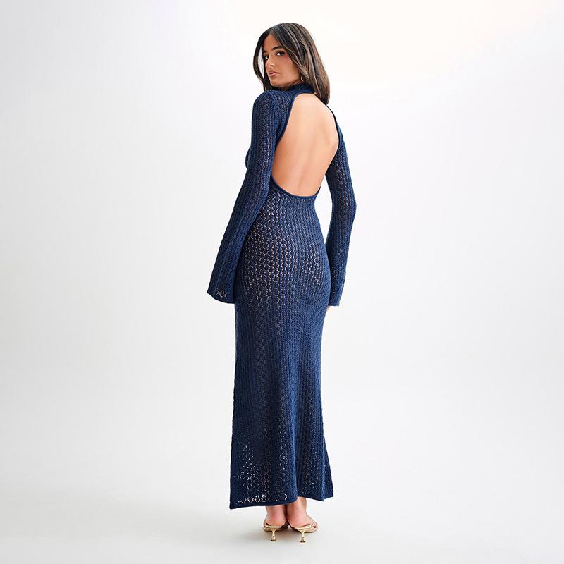 Nuova Gonna da Spiaggia Autunno e Inverno per Donna Colore Unico Sexy Lavorata a Maglia Vuota Costume da Bagno Bikini da Spiaggia Vestito da Donna