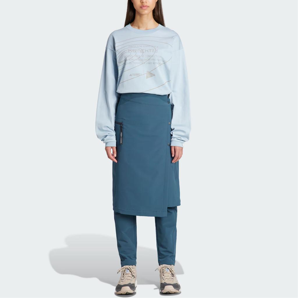 adidas Terrex X And Wander Collaboration FW23 Solid Color Two-Piece Outdoor Sports Long Pants Unisex Bottoms Blue IB4819