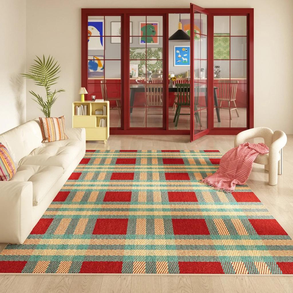 Geometric Pattern Carpet Mat Rug Diamond Checkerboard Color Block Modern Scandinavian Home Decoration Floor Mat Rugs for Bedroom
