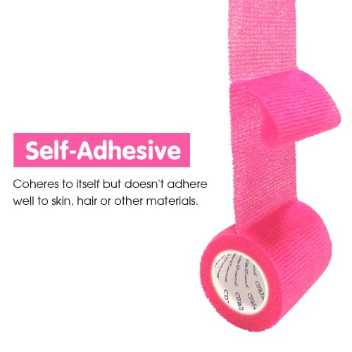 COMOmed 6 Rolls of Self-Adhesive Pink Bandages, 5cm X 4.5m, Elastic Bandages, Non-Woven Sports Tape, Athletic Bandages, Wrap Bandages