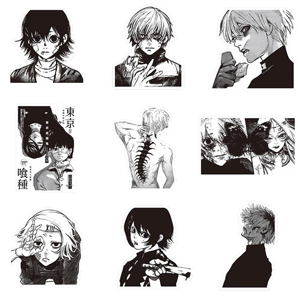 70Pcs Black White Anime Tokyo Ghoul Stickers Kaneki Ken Cartoon Sticker Water Bottle Phone Notebook Cool Decals Decoration