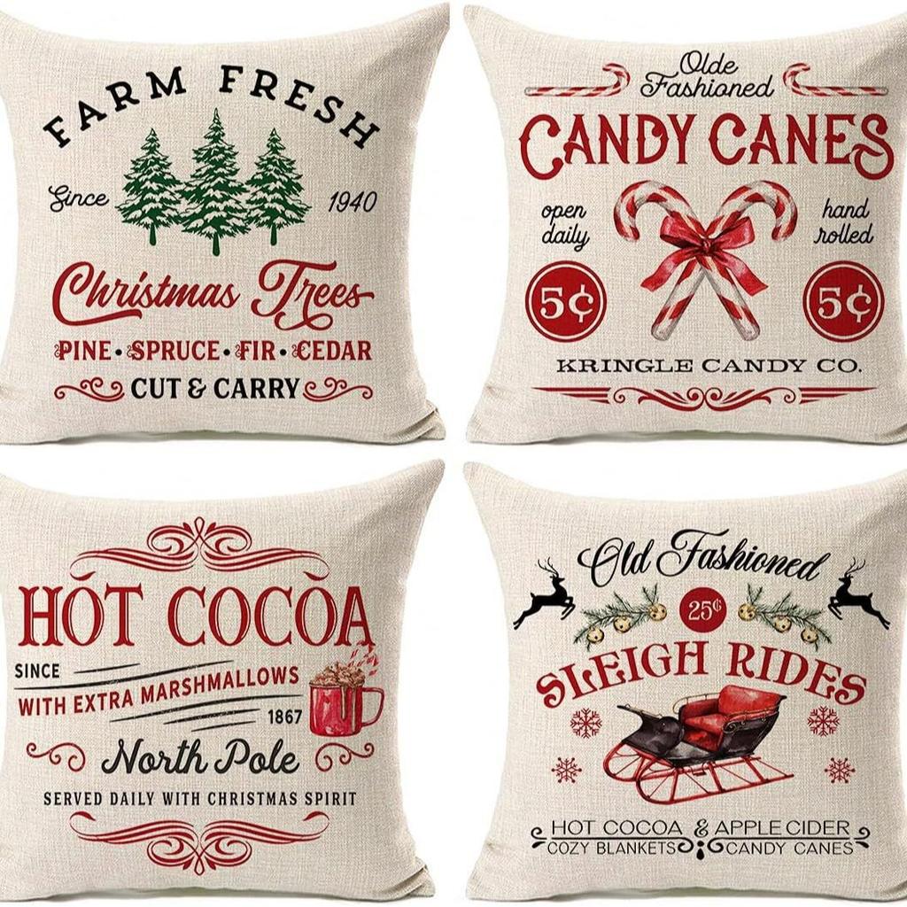 New Christmas Tree Printed Pillowcase Home Cushion Cover Christmas Decoration Sofa Pillowcase