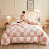 Checkerboard Thickened Coral Fleece Winter Blanket Double Sided Plush Warm Quilts for Bed Super Soft Queen Size Winter Comforter