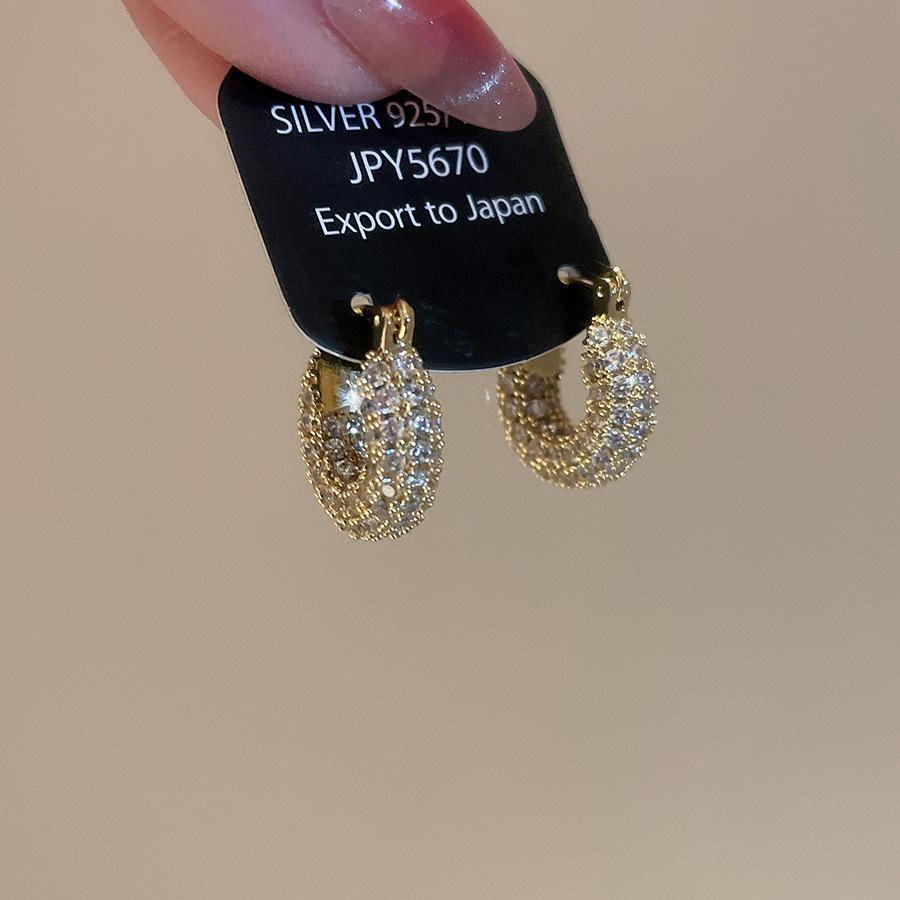 Elegant Zircon U-Shaped Earrings: Luxury Geometric Studs for Women