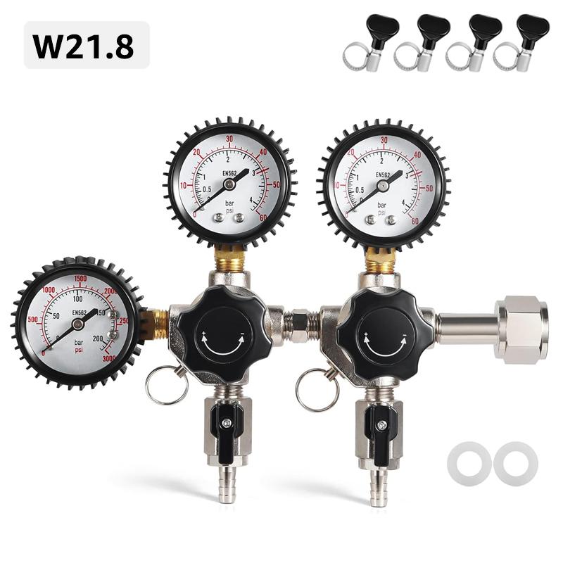 ELECQUEEN Regulator CO2 do Kegeratora z Dwoma Obszarami Ciśnienia, Wloty W21.8 / CGA320 System Karbonizacji Piwa Domowego, Woda Gazowana