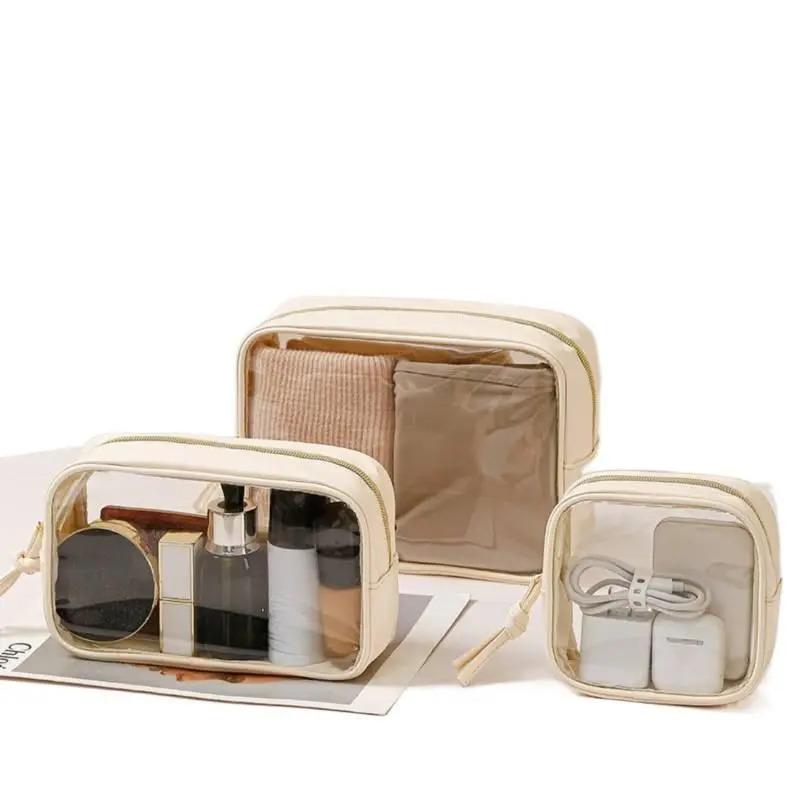 PVC Transparent Makeup Bag Large Capacity Waterproof Travel Toiletry Organizer Portable Cosmetic Case Dustproof Wash Bag