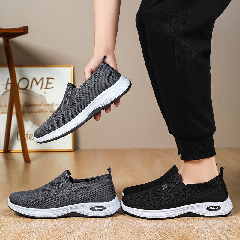 Men's Summer Slip-On Loafers - Soft Sole, Comfortable Flyknit Mesh, Breathable Casual Dad Shoes