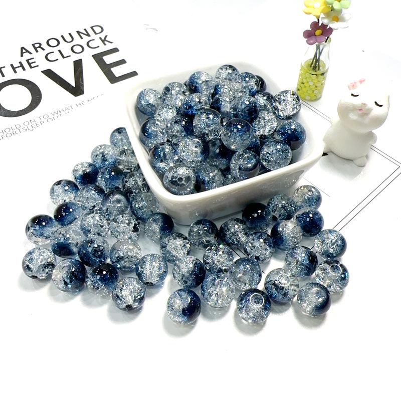 10mm Crackle Glass Round Beads, Loose Spacer Beads DIY Accessories for Bracelet Making 50pcs