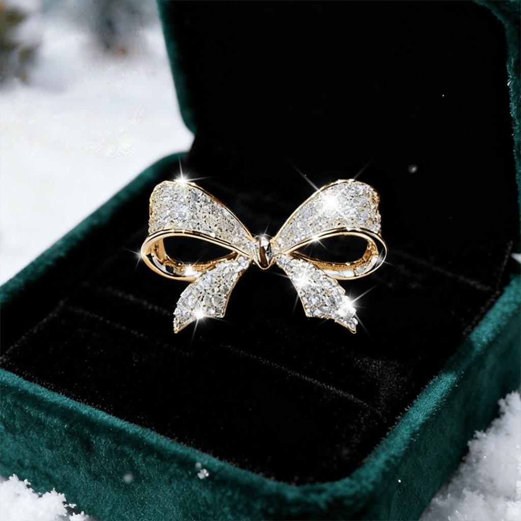 Bow Shaped Brooch Pin with Rhinestone Decoration Elegant Design for Securing Clothing Accessories Suitable for Various Garments and Styles