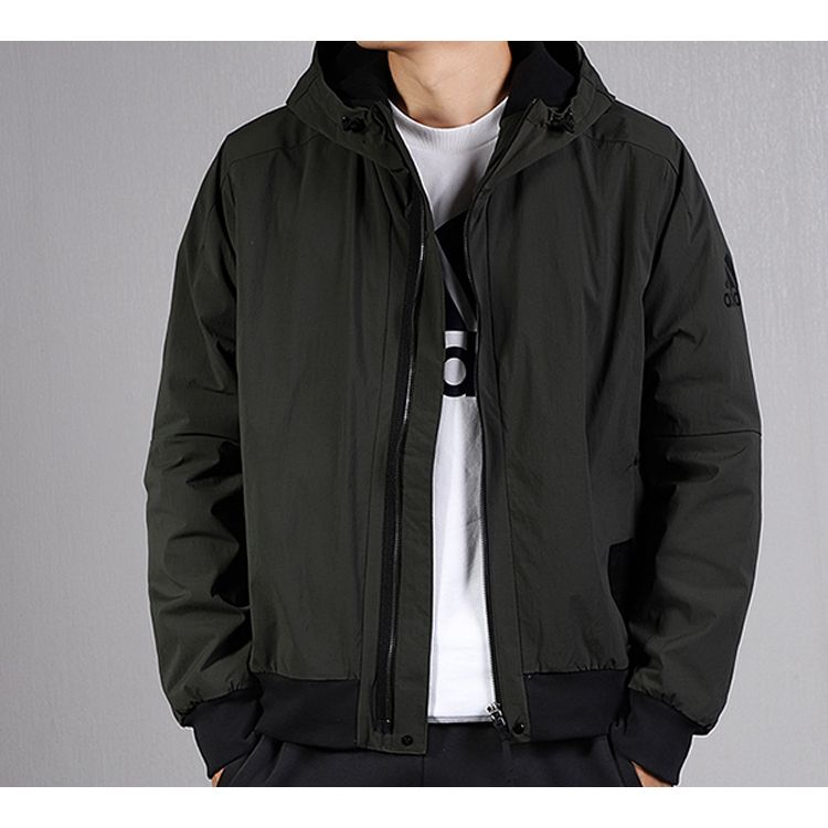 Adidas Ribbed Sports Hoodie Men Jackets Dark-Brown FJ0257