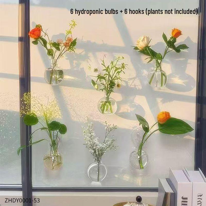Wall-Mounted Hydroponic Glass Vase for Indoor Pothos and Money Plants, Transparent Decorative Planter for Home Windows