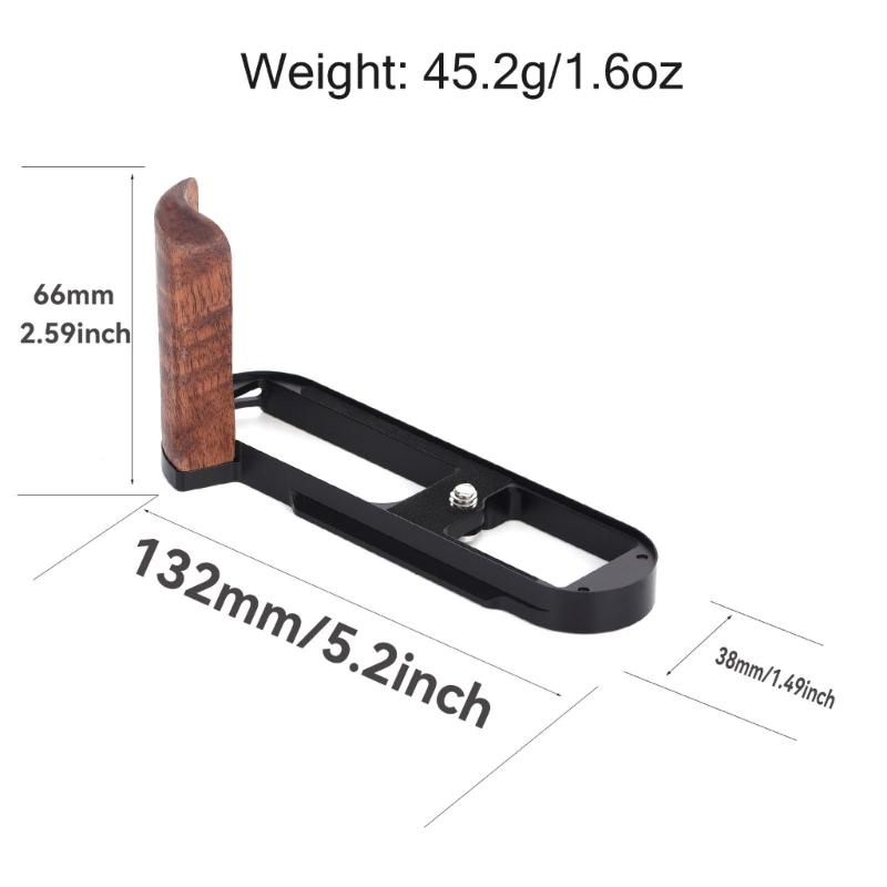 Wood And Metal Hand Grip With Quick Release Base Plate For Camera Enhances Comfort And Protections