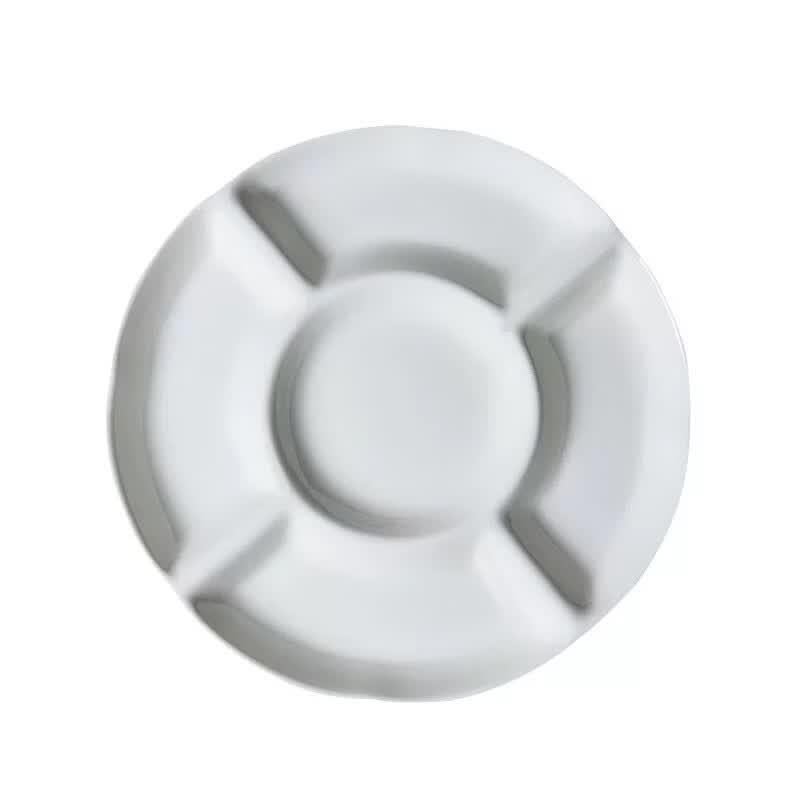 HUAIYI 10-Inch Pure White Ceramic 5-Compartment Serving Platter