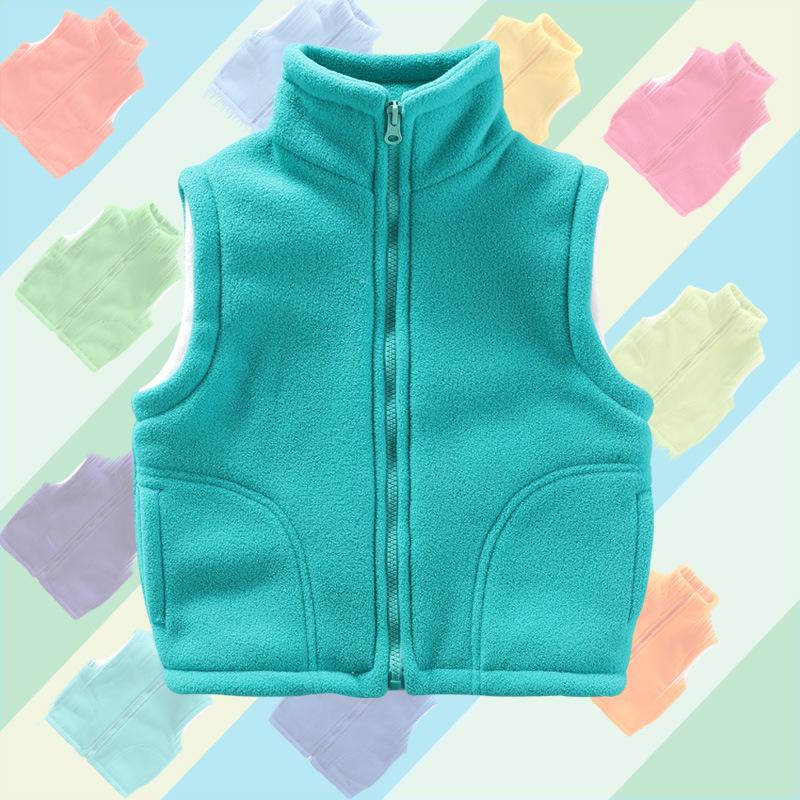 Kids' Fleece Vest for Boys & Girls, Thick Outerwear for Spring To Winter, Kindergarten Uniform with Logo Print