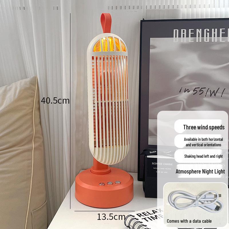 

Portable Desktop Oscillating Fan with Light Desktop/Outdoor Light Fan помаранчевий