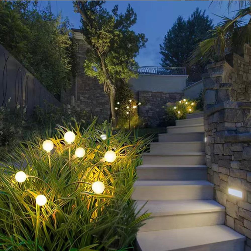 6/8/10 Pcs Solar Powered LED Firefly Garden Lawn Lights Waterproof Outdoor Decoration for Patio Festival Party Ground Plug Lamp