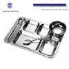 Sechs-Fächer-Mittagstablett-Set aus Edelstahl 304