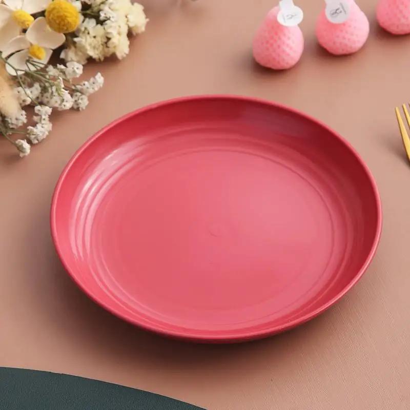 Round Salad Dessert Dinner Plate Stackable Unbreakable BPA Free Assorted Dish Microwave Safe Fruit Plate for Dining Room