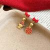 New Chinese style oil drip lion stud earrings New Year's festive fashion temperament earrings light luxury high-end earrings fashion