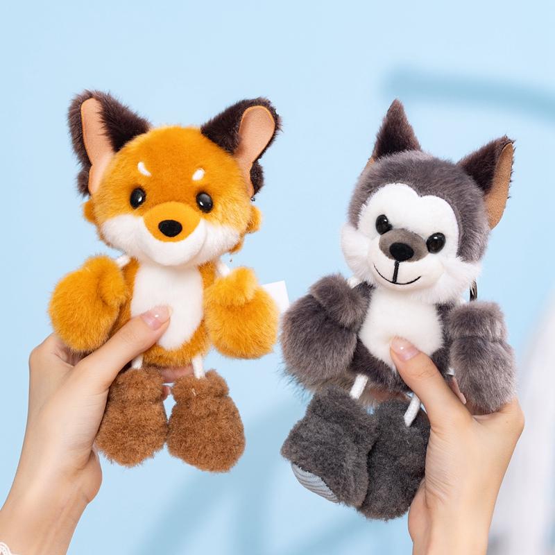Cute Alan Series Plush Doll Fox Husky Puppy Squirrel Stuffed Animal Toy Soft Fluffy Bag Pendant Keychain Gift Birthday Ornament