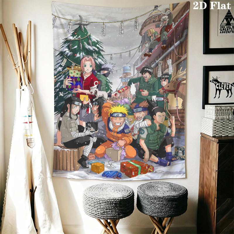 Naruto Characters Wall Tapestry Aesthetic Wall Hanging Printed Fabric Blanket Decorative Tapestries For Bedroom Living Room Home Decor