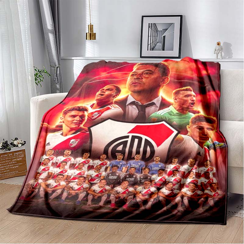 River Plate Team Collage Red Glow Flannel Blanket Argentine Football Throw Blanket Sports Fan Bedroom Warm Sofa Cover
