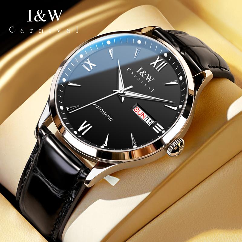 IW Rose Gold Blue Men's Watches Trend Fashion Fine Steel Original Automatic Mechanical Watch for Man MIYOTA Movement Calendar