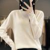 Women's Slimming Wool Sweater - Half High Neck, Long Sleeve, Loose Velvet Pullover, Versatile Knitwear for Autumn/Winter.