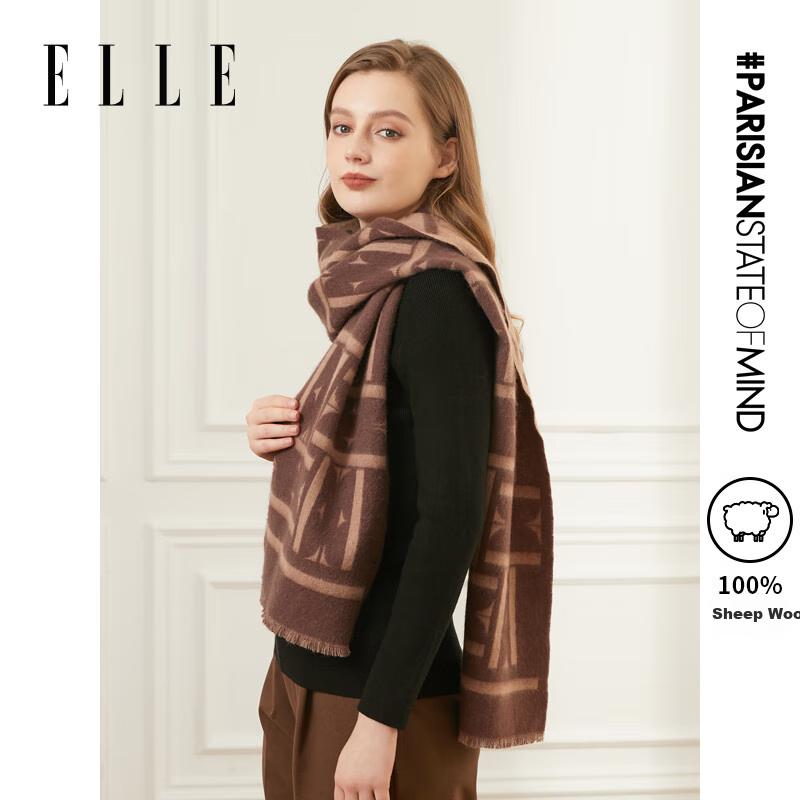 ELLE Gift Box 100% Wool Scarf Unisex Autumn Winter Warm Neck Wrap Shawl Birthday Gift