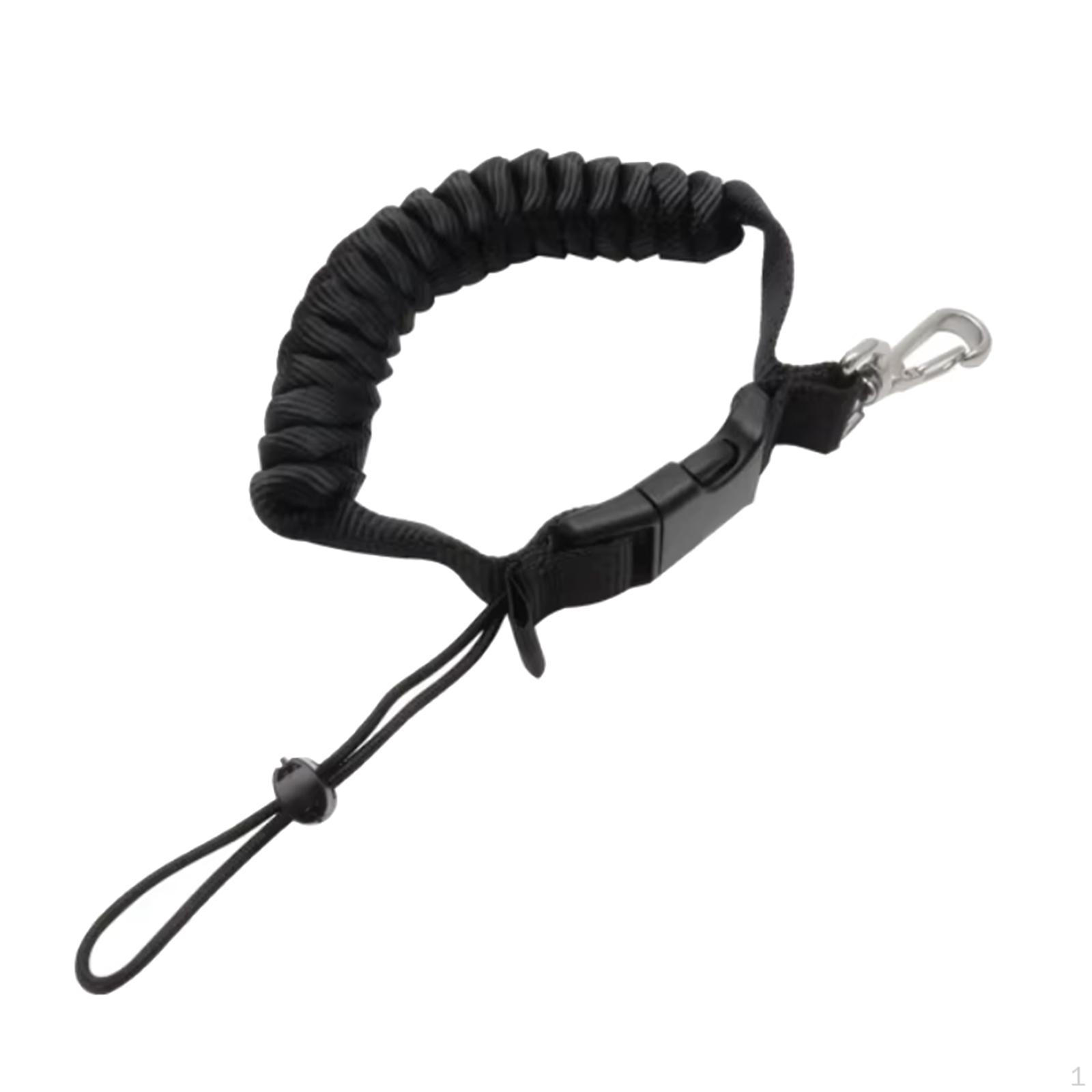Scuba Diving Lanyard Spring Coiled Portable Rotatable Hook with Quick Release Buckle for