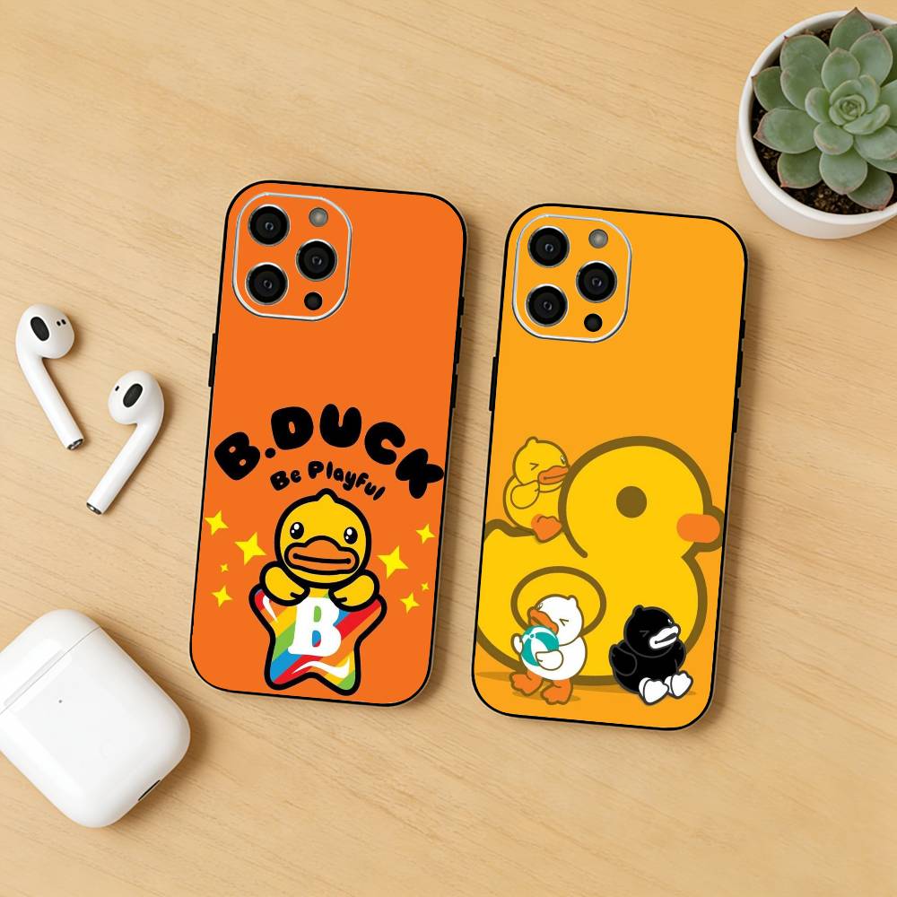 Cute B D-Duck Phone Case For iPhone17,16,15,14,13,12 Plus,Max Soft Silicone Black Cover