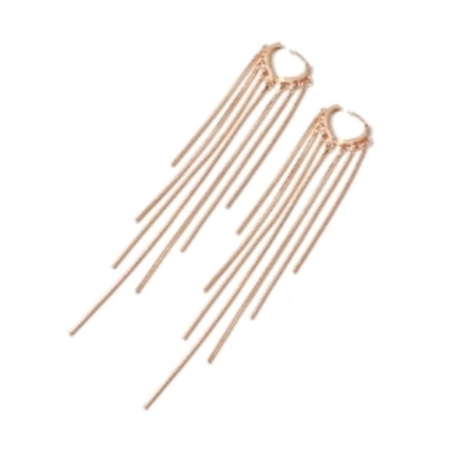 ANENJERY Lange Quaste Asymmetrische Tropfen Ohrringe für Frauen Einfache Temperament Lange Kette Earline Fashion Party Schmuck 2023 Neue