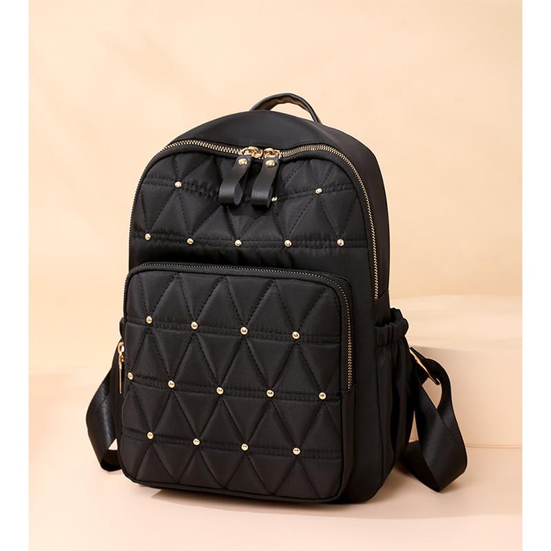 Ielgy Backpack Female Bag Fashion Korean Version Simple Lightweight Outdoor Travel Backpack Nylon Solid Color Casual Bag