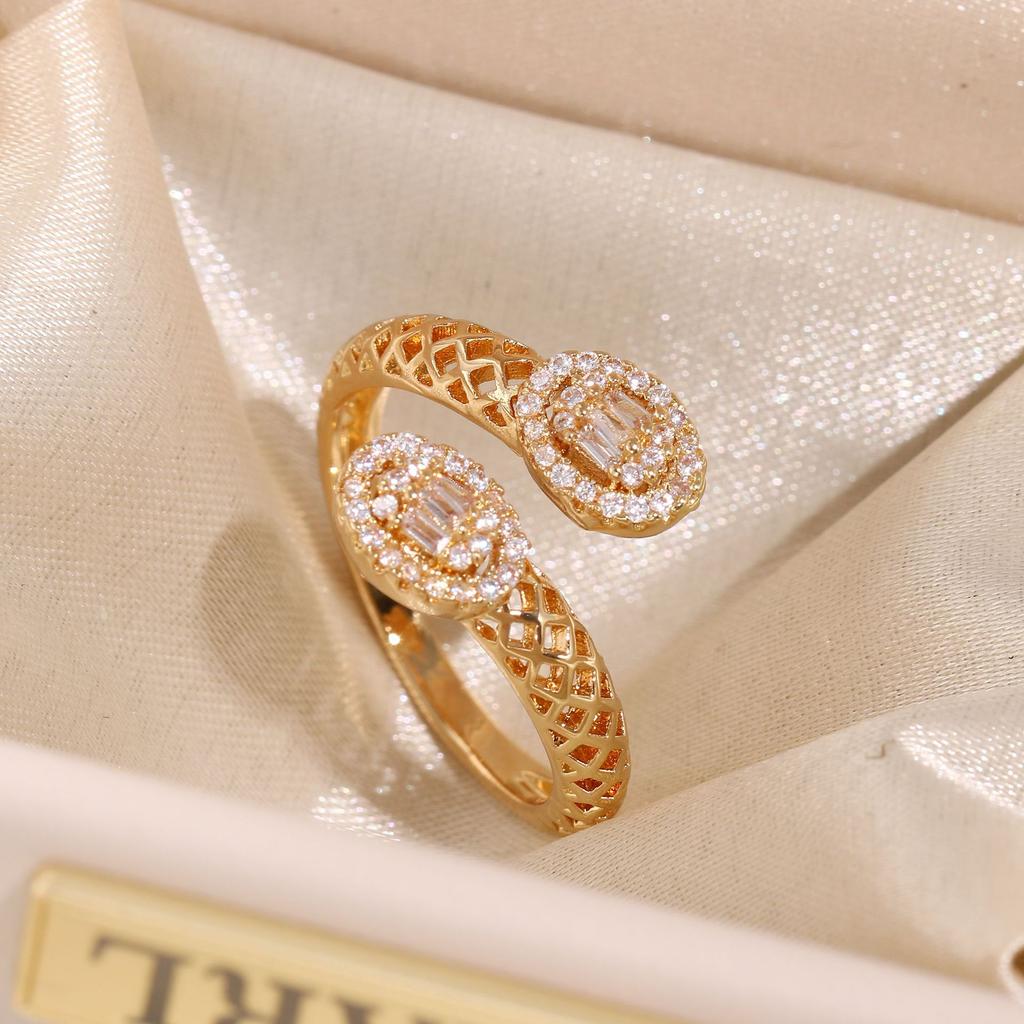 New Snake Shaped Oil Dripping Ring, Ins Style, Colorful Ring, Copper Gold-plated, Set with Zircon
